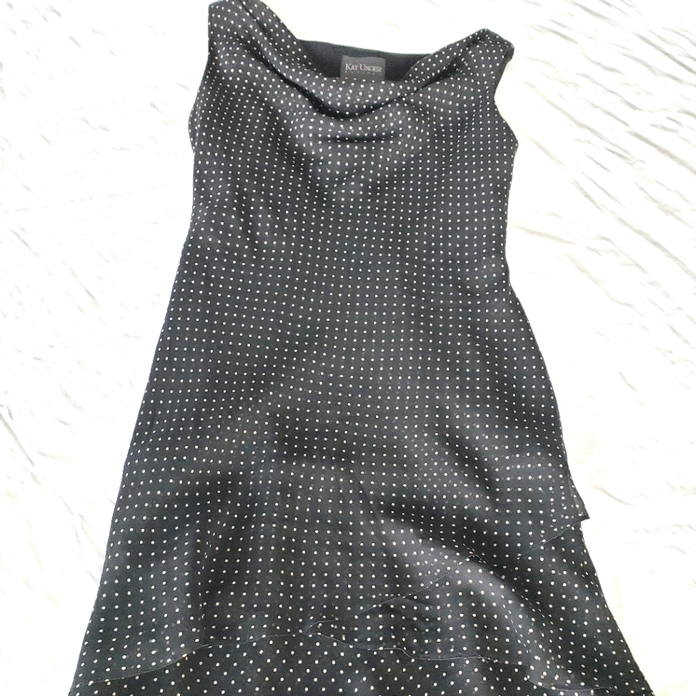 Kay Unger Petite Silk Polka-dot Dress